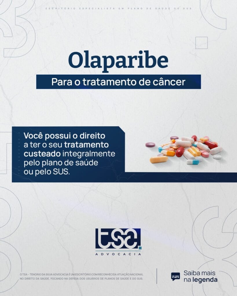 #Olaparibe (#Lynparza) deve ser coberto pelo plano de saúde ou pelo SUS, sempre que houver indicação médica que justifique o uso do medicamento, seja para o tratamento de uma doença listada em sua bula ou não (quando o uso for off label). . Se você teve problemas para receber esse medicamento, procure a ajuda de um advogado especialista em Direito da Saúde, que poderá te ajudar.