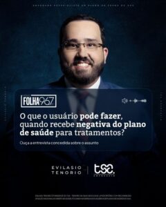A postagem aborda o que o paciente pode fazer ao receber uma negativa de cirurgia ou tratamento pelo plano de saúde, especialmente em casos graves. Com base na entrevista do advogado Evilásio Tenorio à Rádio Folha de Pernambuco FM, o texto esclarece que muitas negativas são abusivas e podem ser revertidas judicialmente. São explicadas as justificativas comuns usadas pelas operadoras, os direitos garantidos pelo Código de Defesa do Consumidor e os passos imediatos que o paciente deve tomar — como documentar a negativa, reunir a prescrição médica e buscar orientação jurídica para ingressar com ação com pedido de liminar.
